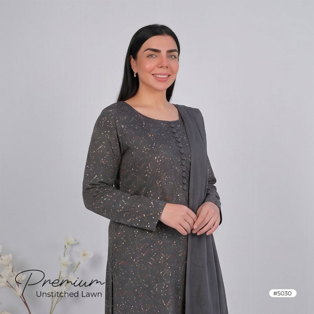 3pcs Premium Lawn Unstitched D-5030 - Ladies Choice