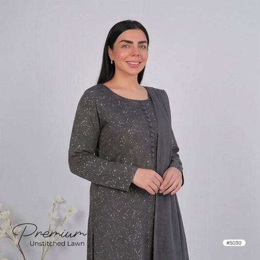 3pcs Premium Lawn Unstitched D-5030 - Ladies Choice