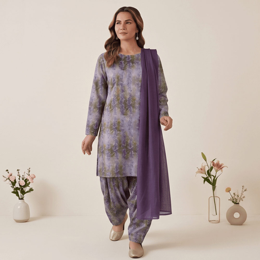 3pcs Premium Lawn Unstitched D-5039 - Ladies Choice