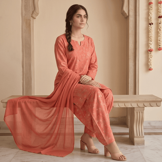 3pcs Premium Lawn Unstitched D-5040 - Ladies Choice