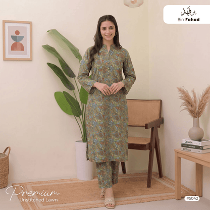 3pcs Premium Lawn Unstitched D-5042 - Ladies Choice