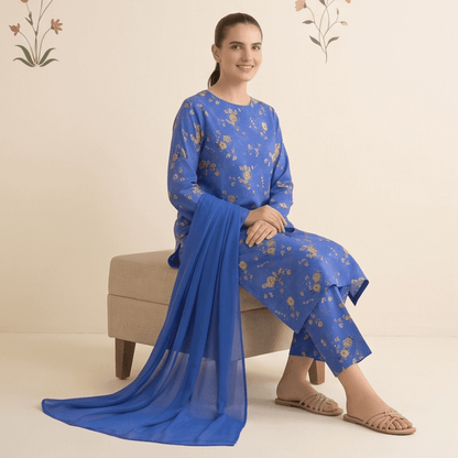 3pcs Premium Lawn Unstitched D-5044 - Ladies Choice