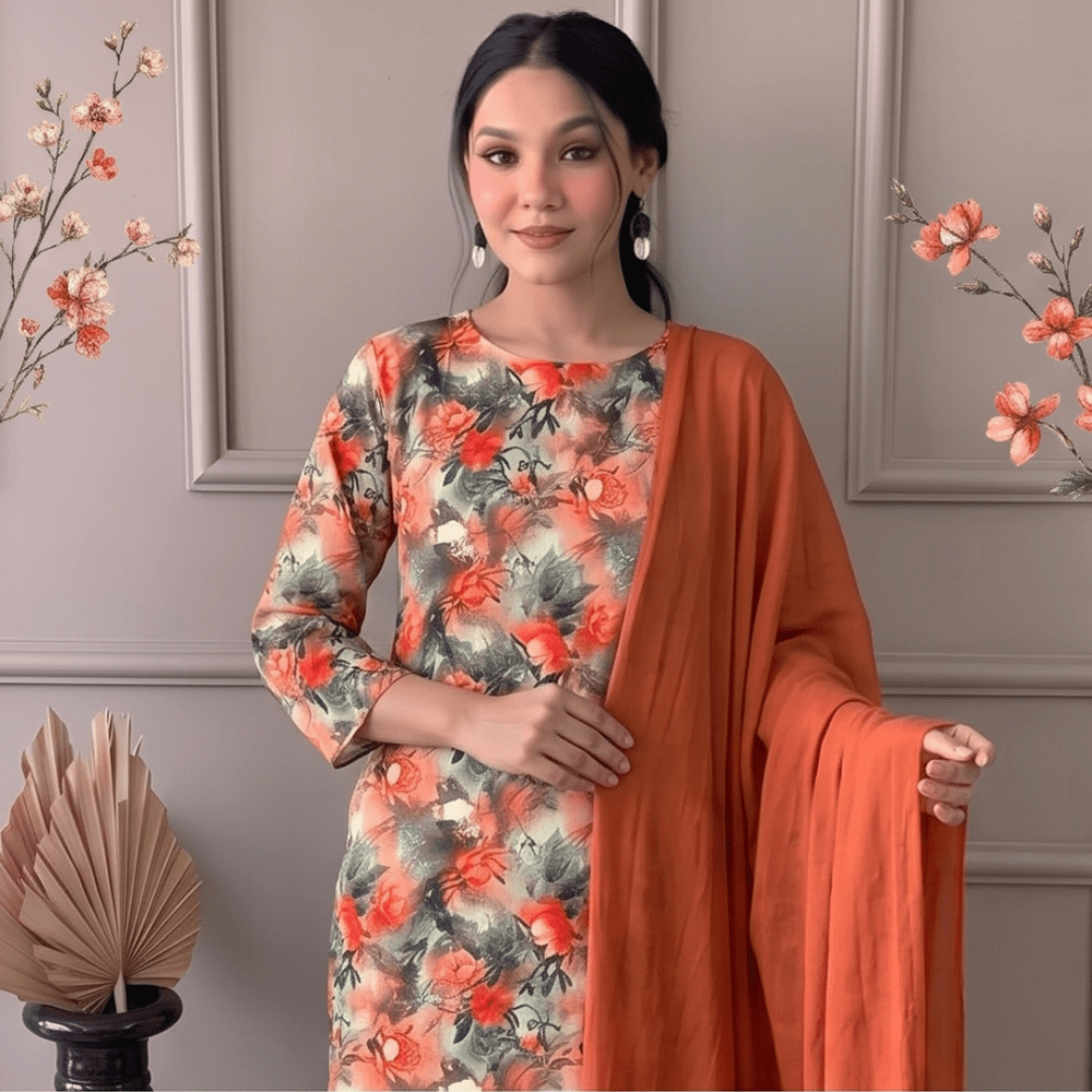 3pcs Premium Lawn Unstitched D-5053 - Ladies Choice