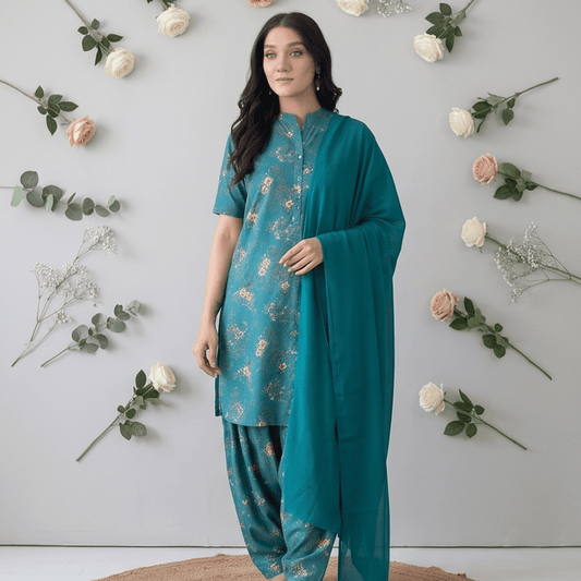 3pcs Premium Lawn Unstitched D-5054 - Ladies Choice