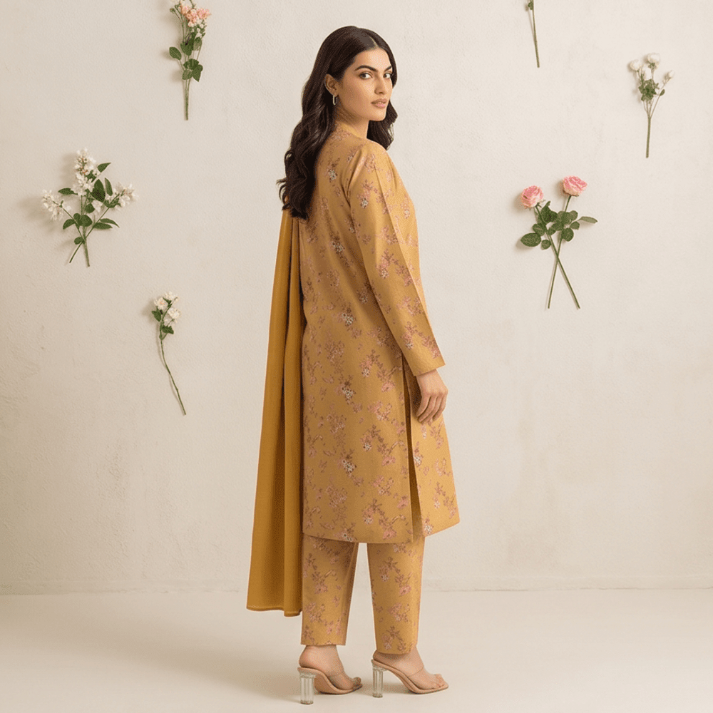 3pcs Premium Lawn Unstitched D-5055 - Ladies Choice