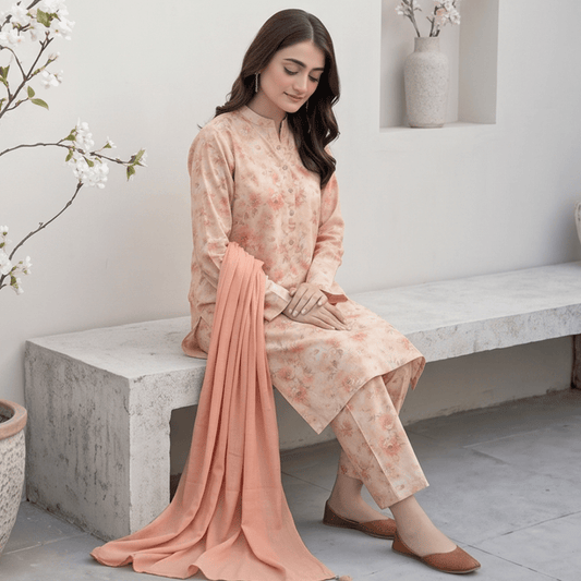 3pcs Premium Lawn Unstitched D-5056 - Ladies Choice