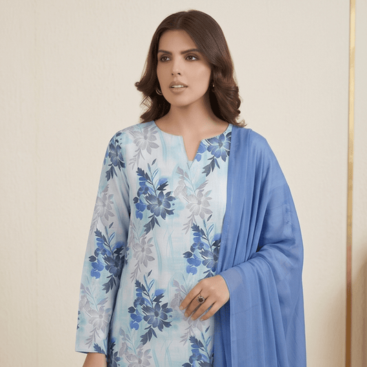 3pcs Premium Lawn Unstitched D-5057 - Ladies Choice