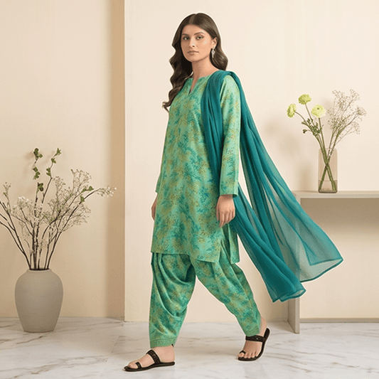 3pcs Premium Lawn Unstitched D-5064 - Ladies Choice