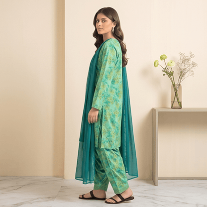 3pcs Premium Lawn Unstitched D-5064 - Ladies Choice