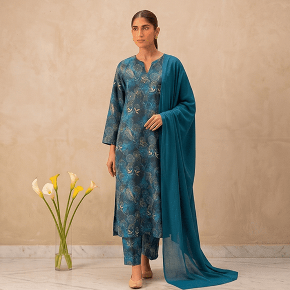 3pcs Premium Lawn Unstitched D-5065 - Ladies Choice