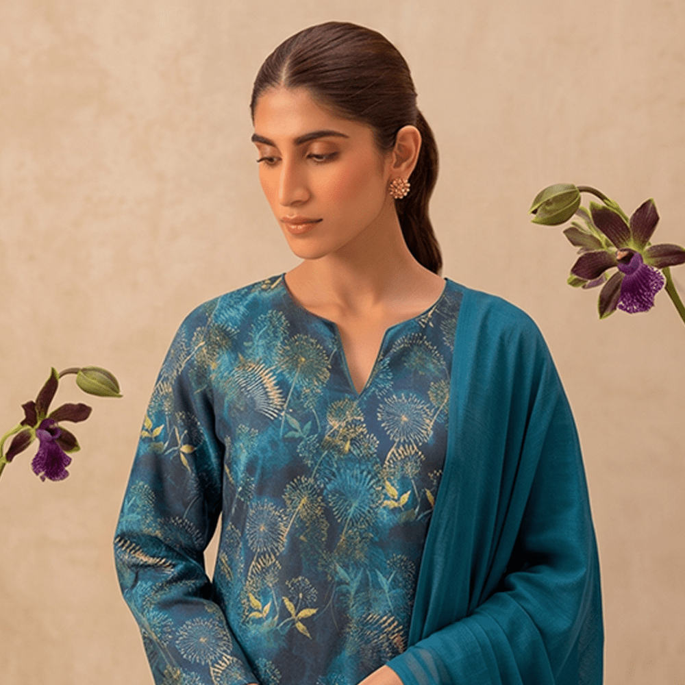 3pcs Premium Lawn Unstitched D-5065 - Ladies Choice