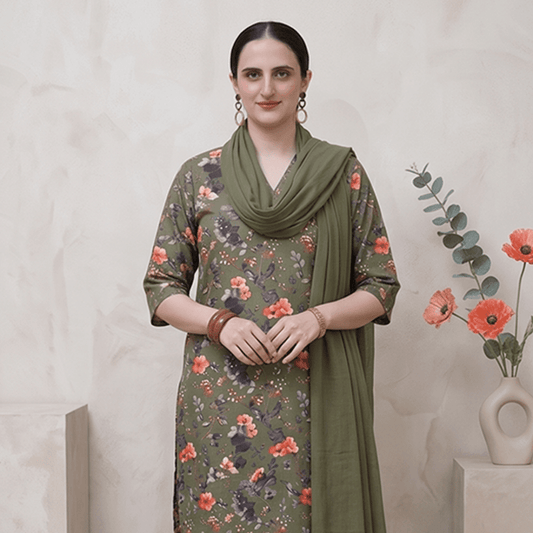 3pcs Premium Lawn Unstitched D-5066 - Ladies Choice