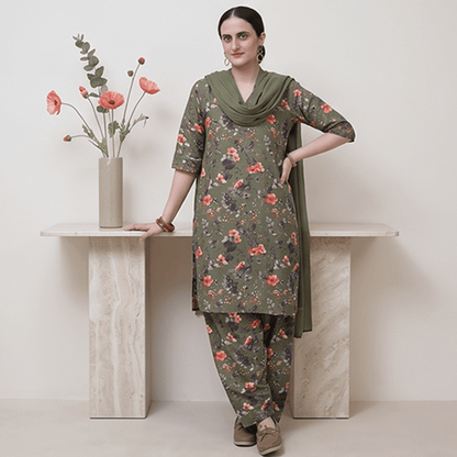3pcs Premium Lawn Unstitched D-5066 - Ladies Choice
