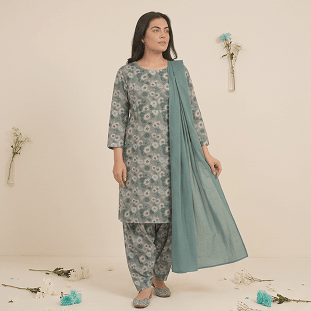 3pcs Premium Lawn Unstitched D-5068 - Ladies Choice