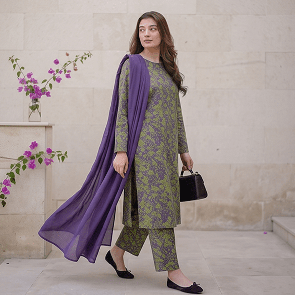 3pcs Premium Lawn Unstitched D-5069 - Ladies Choice