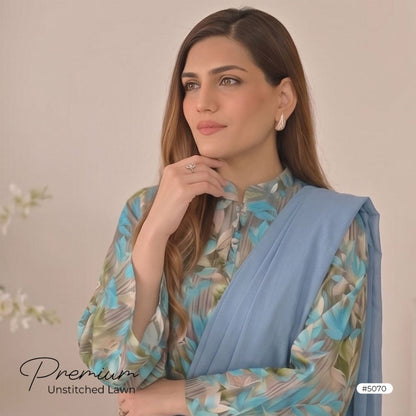 3pcs Premium Lawn Unstitched D-5070 - Ladies Choice