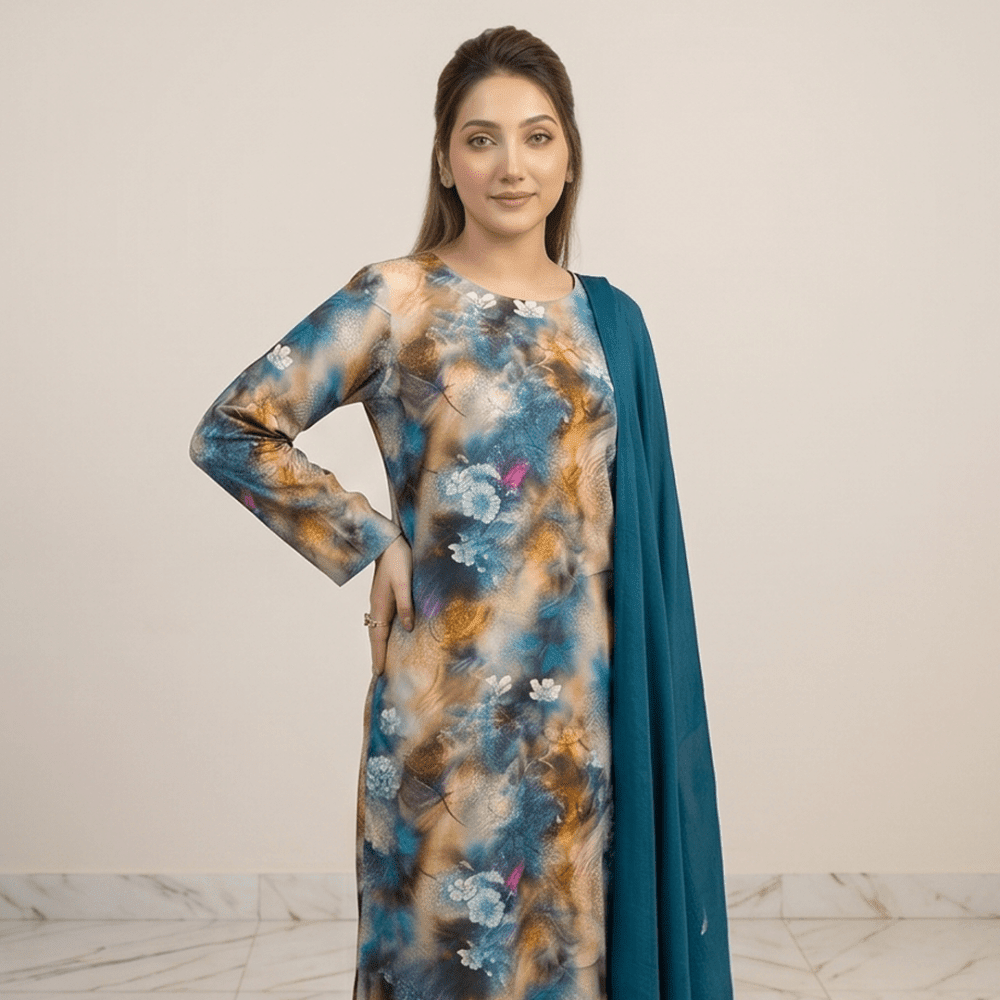 3pcs Premium Lawn Unstitched D-5071 - Ladies Choice