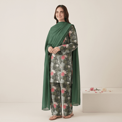 3pcs Premium Lawn Unstitched D-5072 - Ladies Choice