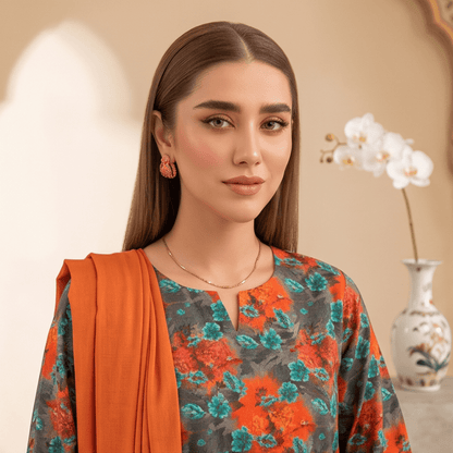 3pcs Premium Lawn Unstitched D-5074 - Ladies Choice
