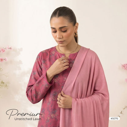 3pcs Premium Lawn Unstitched D-5076 - Ladies Choice