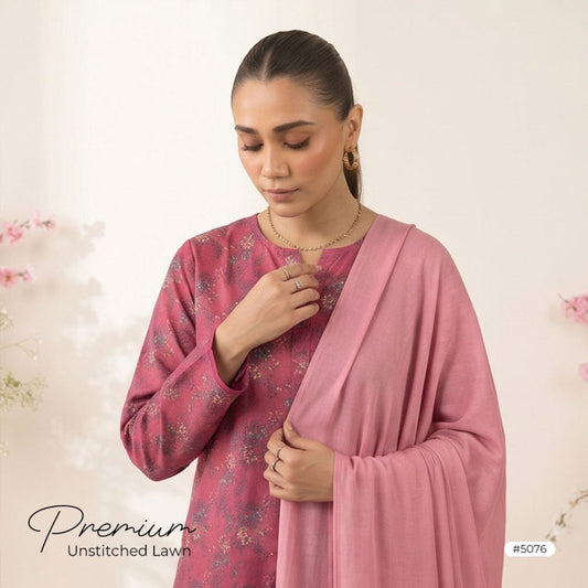 3pcs Premium Lawn Unstitched D-5076 - Ladies Choice