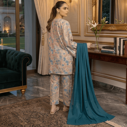 3pcs Premium Lawn Unstitched D-5077 - Ladies Choice