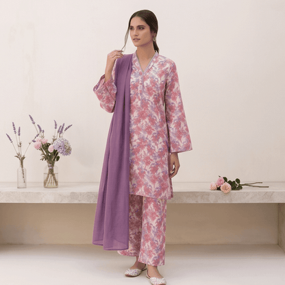 3pcs Premium Lawn Unstitched D-5078 - Ladies Choice