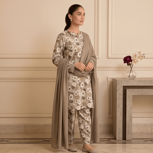 3pcs Premium Lawn Unstitched D-5086 - Ladies Choice