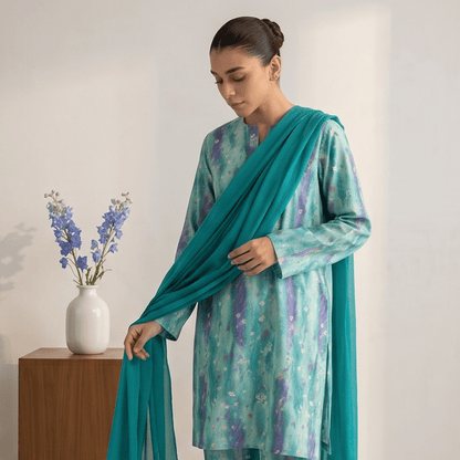 3pcs Premium Lawn Unstitched D-5088 - Ladies Choice