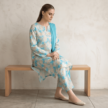 3pcs Premium Lawn Unstitched D-5099 - Ladies Choice