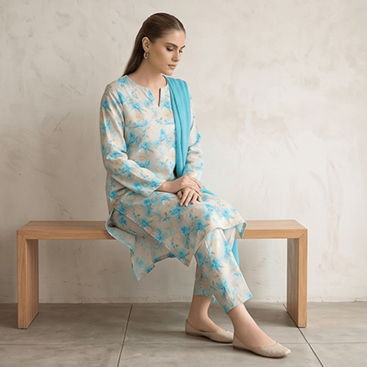 3pcs Premium Lawn Unstitched D-5099 - Ladies Choice