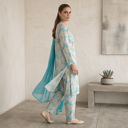 3pcs Premium Lawn Unstitched D-5099 - Ladies Choice