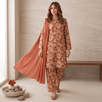 3pcs Premium Lawn Unstitched D-5111 - Ladies Choice