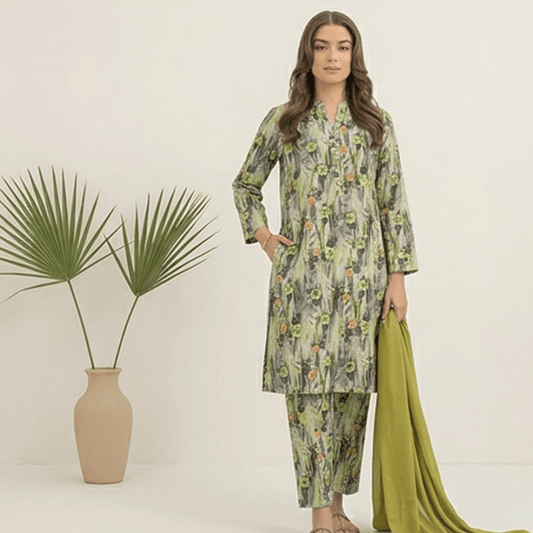 3pcs Premium Lawn Unstitched D-5115 - Ladies Choice