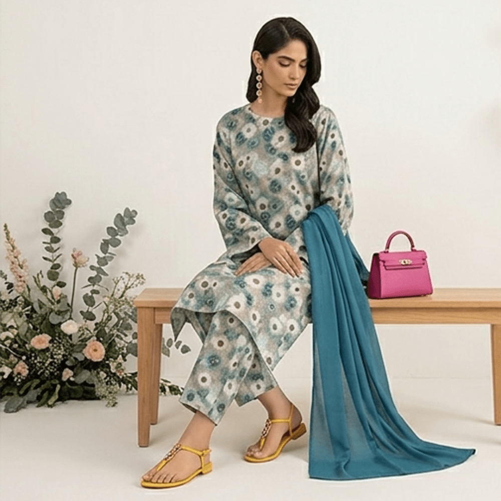 3pcs Premium Lawn Unstitched D-5119 - Ladies Choice