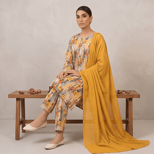 3pcs Premium Lawn Unstitched D-5125 - Ladies Choice