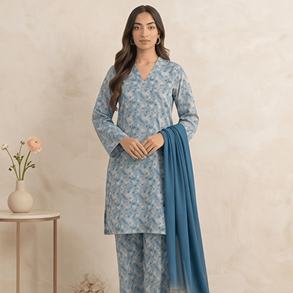 3pcs Premium Lawn Unstitched D-5126 - Ladies Choice